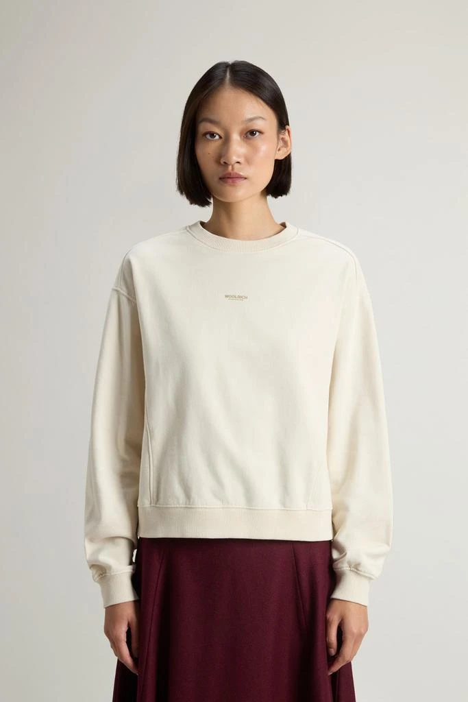 Woolrich Crewneck Sweatshirt in Pure Cotton with Embroidered Logo - Women - Black 1