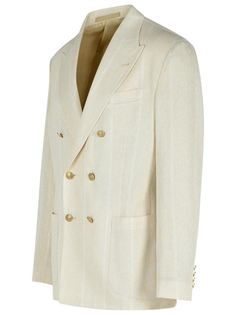 ELEVENTY Eleventy Cream Cotton Blend Blazer 2
