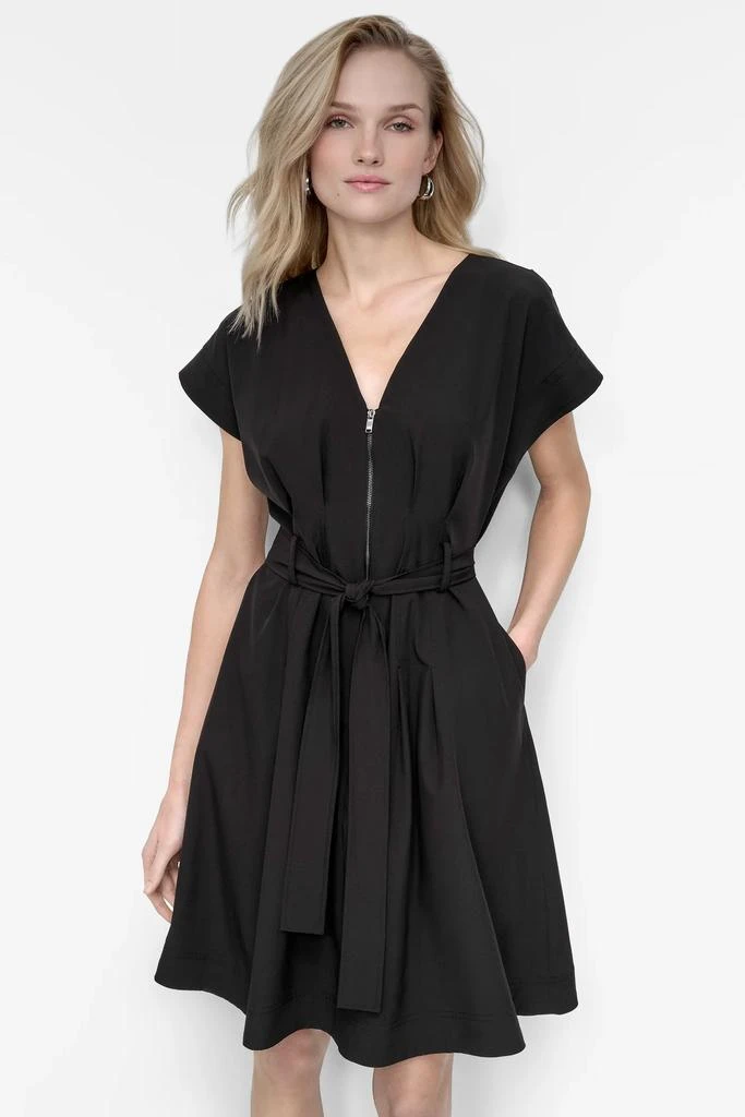 DKNY FIT & FLARE ZIP-FRONT DRESS 4