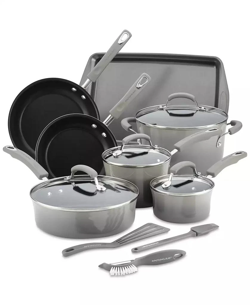 Rachael Ray Classic Brights Hard Enamel Aluminum Nonstick Cookware Set, 14-Piece 1