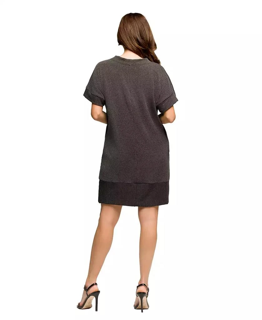 24seven Comfort Apparel Women's V Neck Loose Fit Short Sleeve Pocket T Shirt Dress 2