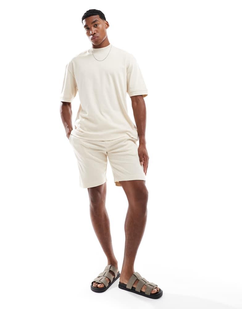 Brave Soul Brave Soul Oversized t-shirt & short co-ord set in taupe