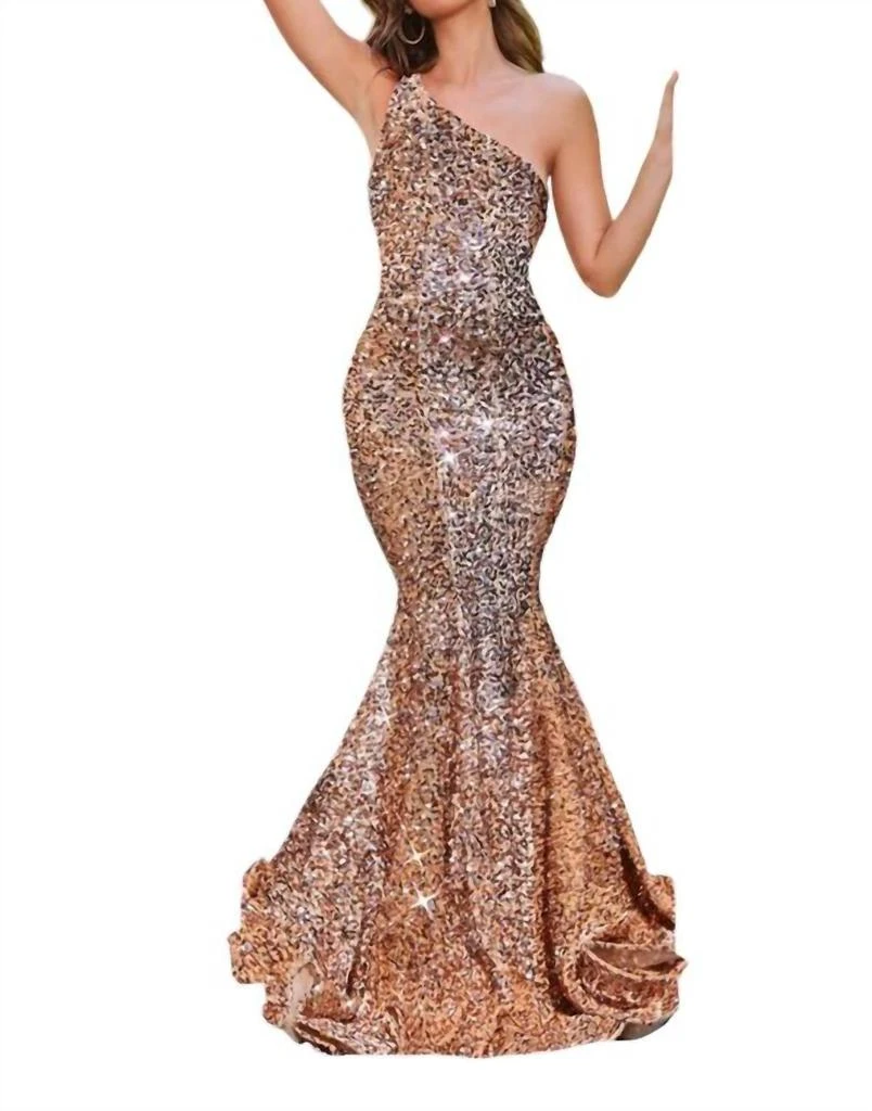 exclusive formal dresses 2026 Elegant Deep V-Neck Glitter Evening Dress with Front Slit