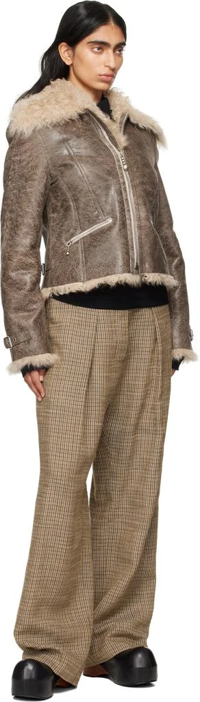 Acne Studios Brown Cracked Shearling Jacket 4