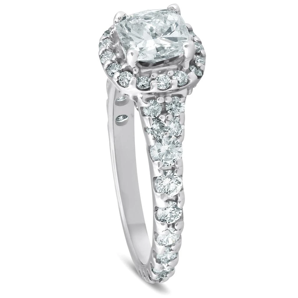 Pompeii3 2 1/2ct Cushion Diamond Halo Engagement Ring 14k White Gold Lab Grown 2