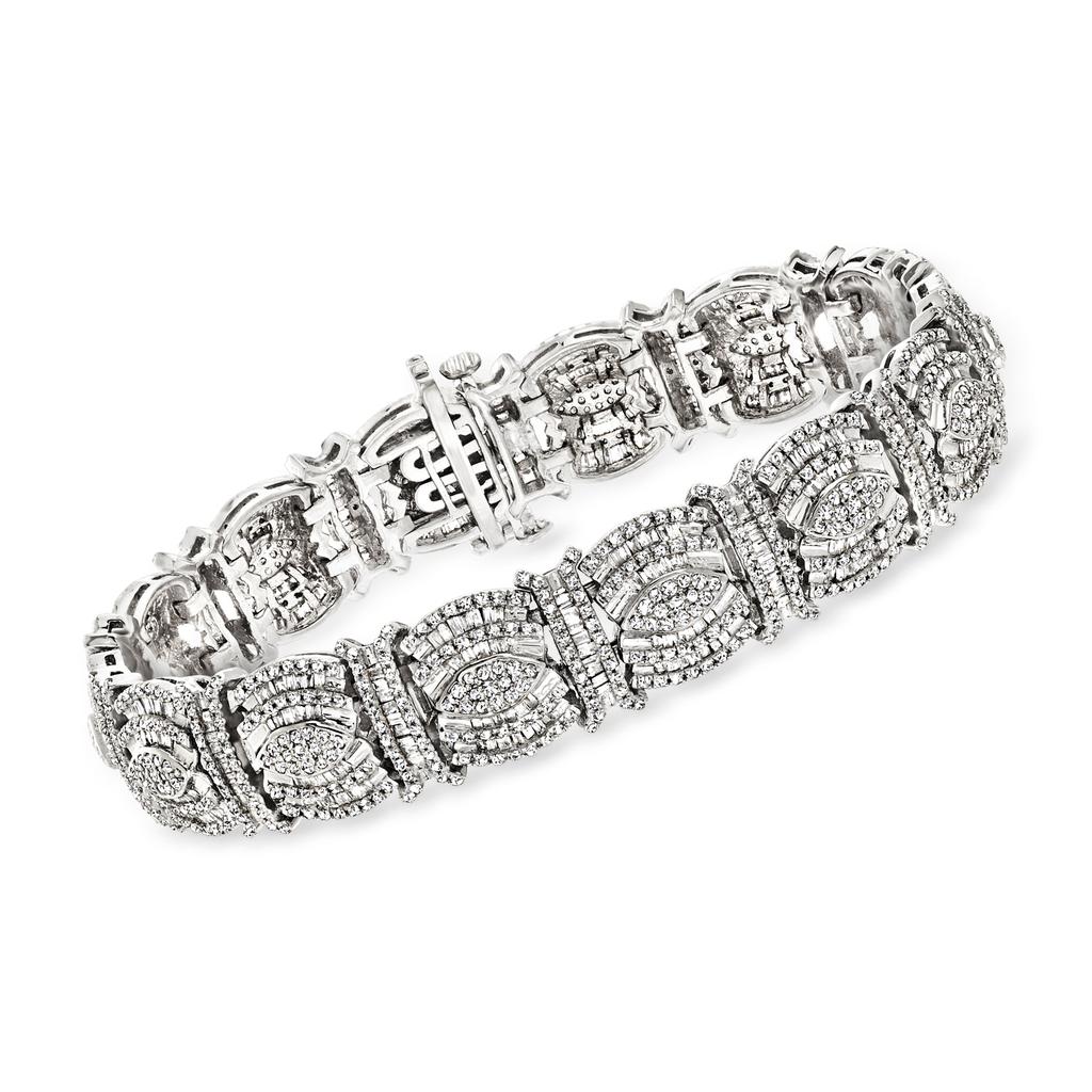 Ross-Simons Ross-Simons 5.00- Round and Baguette Diamond Bracelet in Sterling Silver