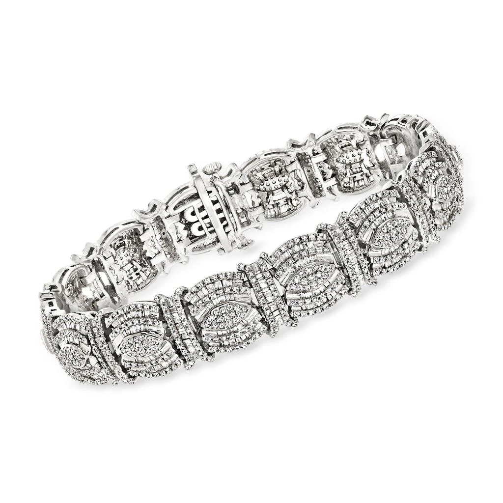 Ross-Simons Ross-Simons 5.00- Round and Baguette Diamond Bracelet in Sterling Silver 1