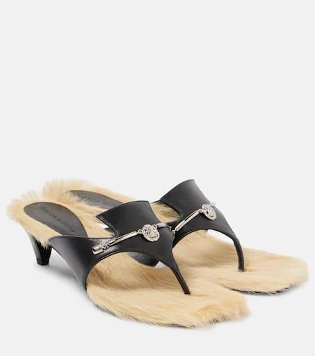Magda Butrym Shearling-trimmed leather sandals 1