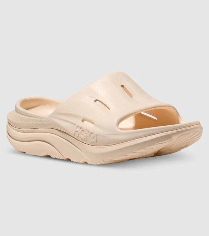Hoka One One One One Ora Recovery Slide 3 1135061-VLV Unisex Cream Slip On Sandals ASM85 (Beige,W13-M11) 1