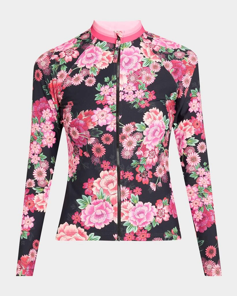 Johnny Was Blum Long-Sleeve Rashguard Swim Top 1