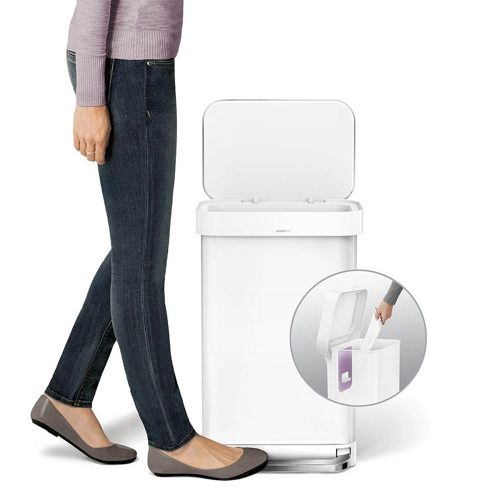 simplehuman 45 Liter Rectangular Liner Rim Kitchen Trash Can with Liner Pocket 2