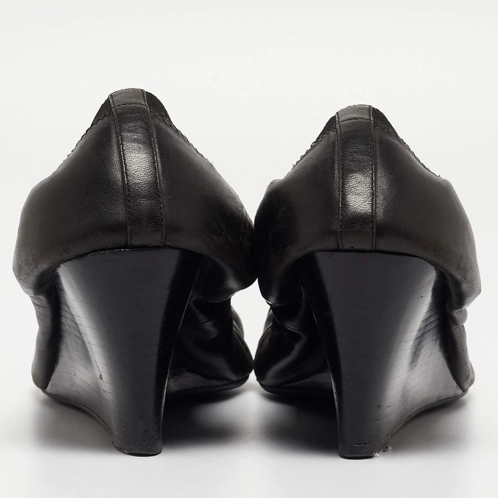Tory Burch Tory Burch Black Leather Jolie Wedge Cap Toe Pumps Size 40 5