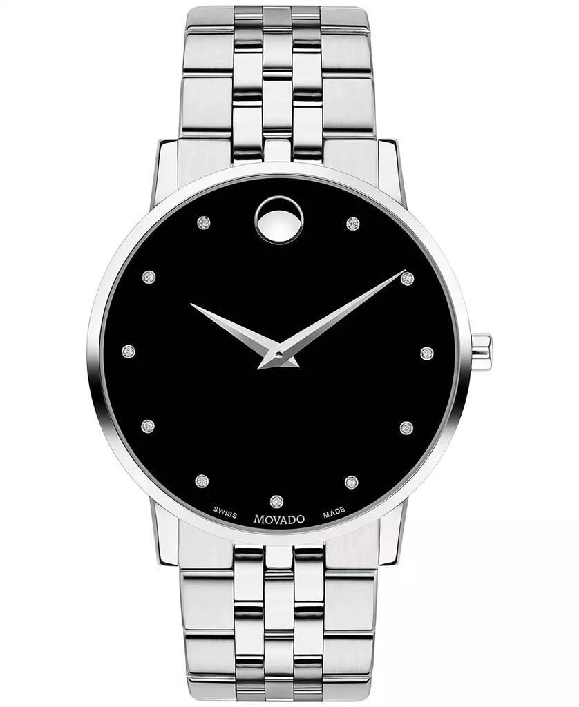Movado Men's Swiss Museum Classic Diamond-Accent Stainless Steel Bracelet Watch 40mm 1