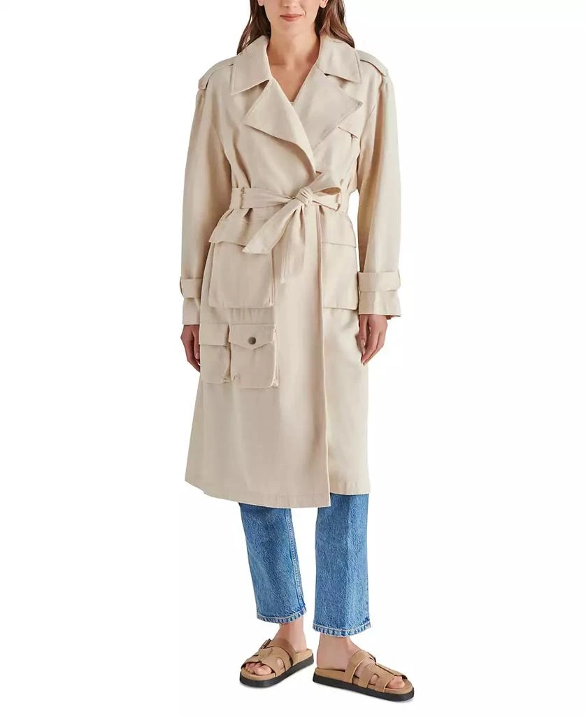 Steve Madden Women's Sunday Cotton Belted Trench Coat 4
