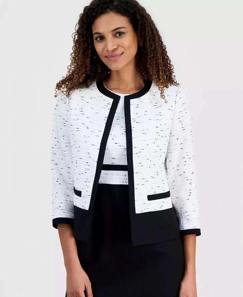Kasper Petite Color Blocked Collarless Cardigan Jacket