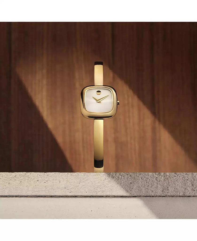 Movado Women's Museum Cushion Swiss Quartz Yellow PVD Steel Bangle Watch, 21.50mm 3