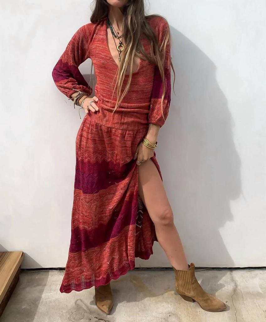 Jen's Pirate Booty Knit Lapis Maxi Dress In Love Potion