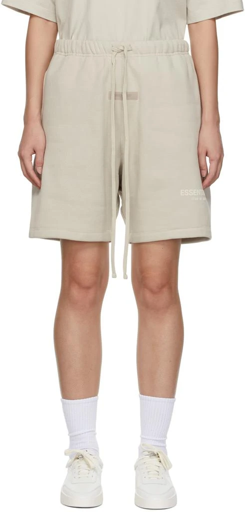 Essentials Beige Fleece Shorts 1