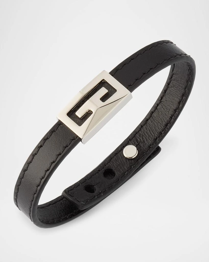 Givenchy Men's 2G Silvery Leather Bracelet 3