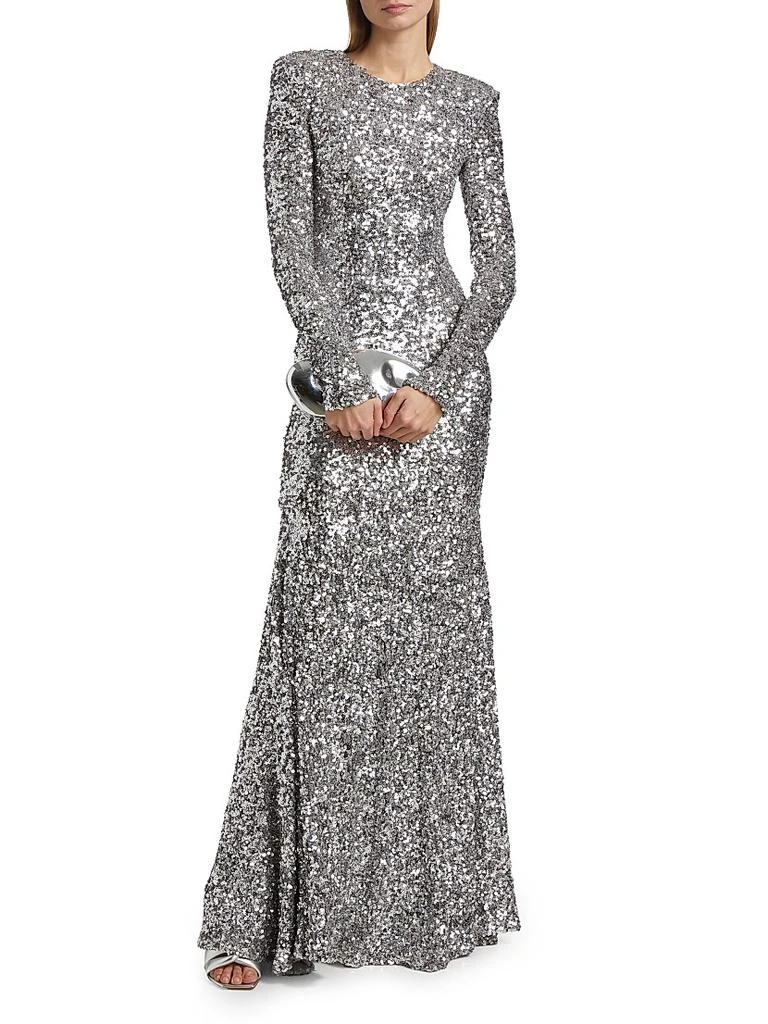 ELISABETTA FRANCHI Sequined Long-Sleeve Gown 3