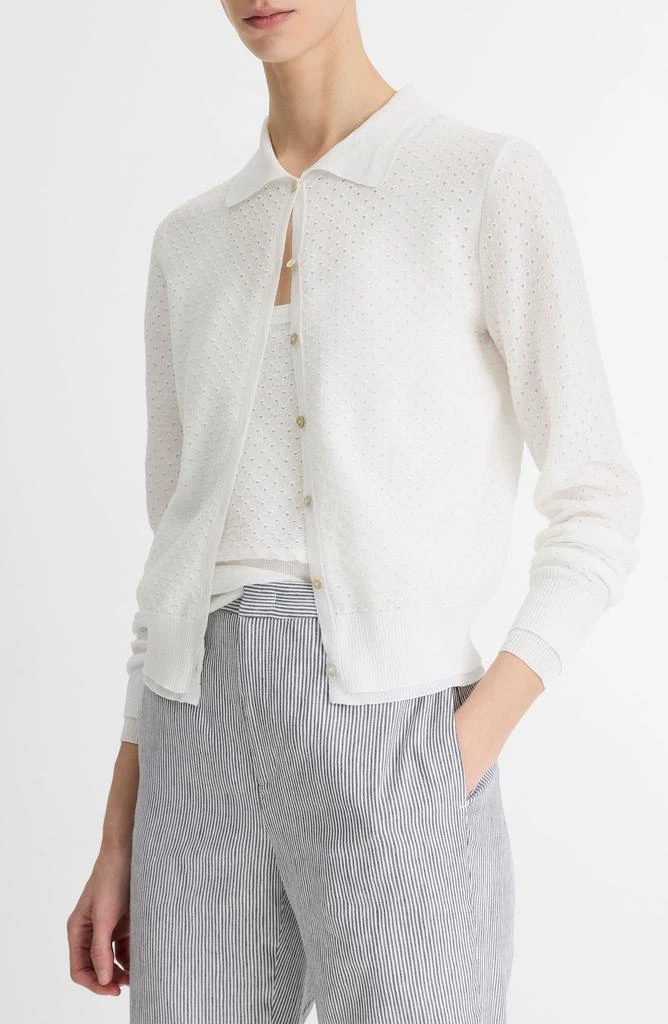 Vince Double Layer Organic Cotton Blend Cardigan