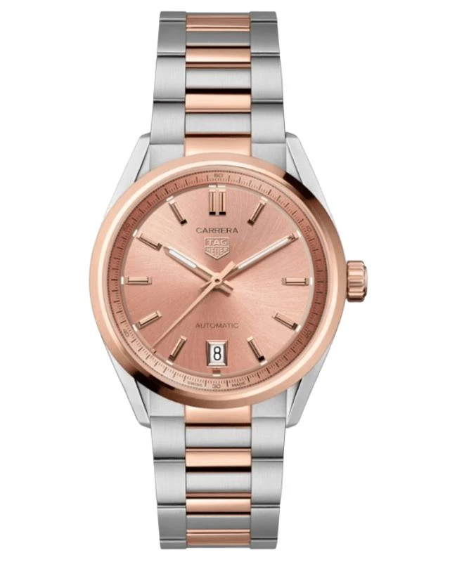 TAG Heuer Tag Heuer Carrera Date Automatic Pink Dial 18K Rose Gold Bezel Steel Women&apos;s Watch WBN2350.BD0000 1