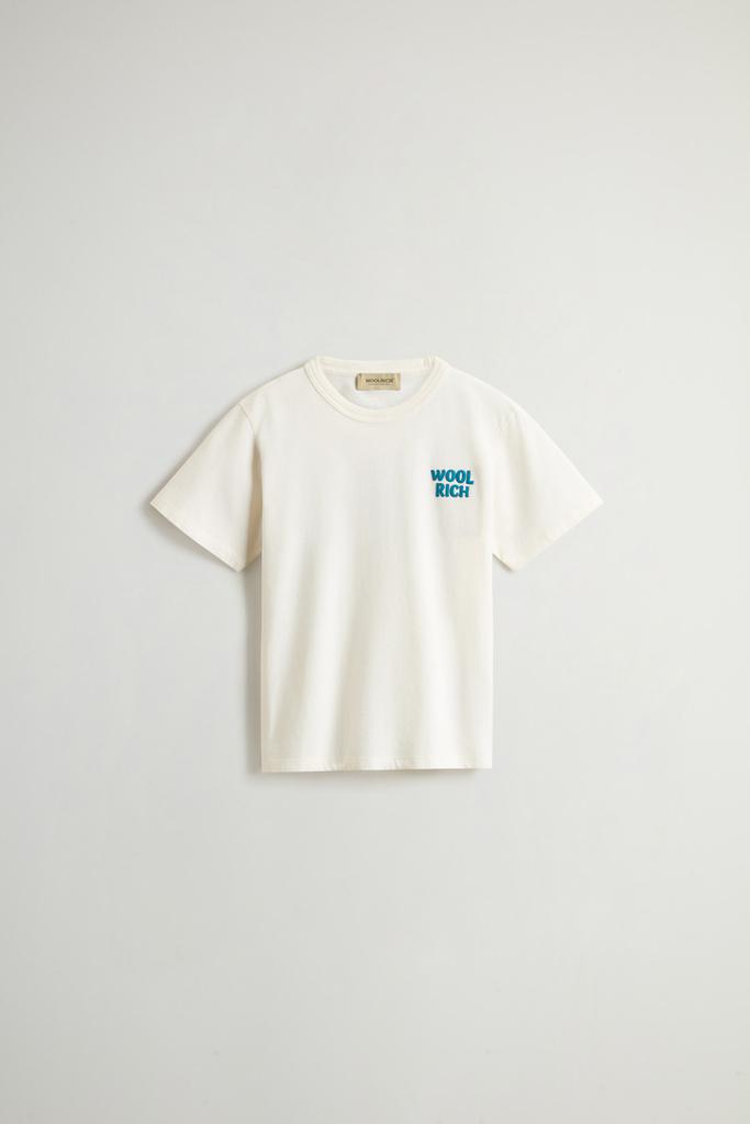 Woolrich Boys’ T-Shirt in Pure Cotton with Print on the Back - Boys - White