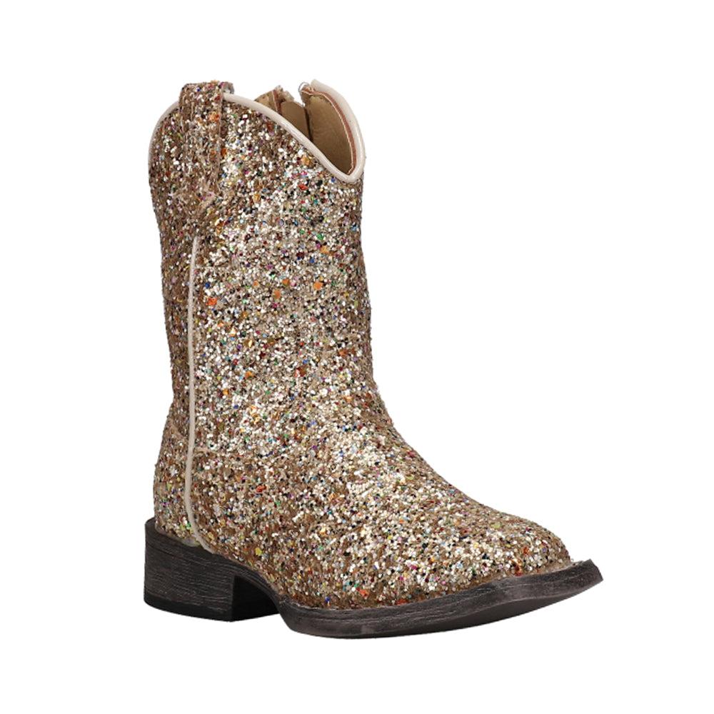 Roper Glitter Galore Square Toe Cowboy Boots (Toddler)