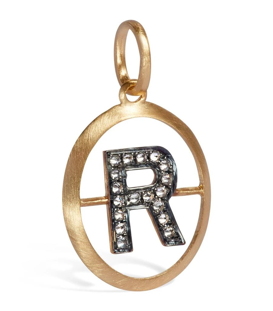 Annoushka Yellow Gold and Diamond Initial R Pendant 1