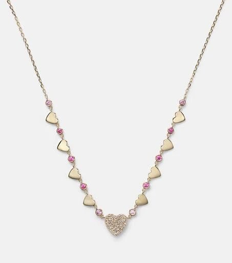 Roxanne First 14kt gold necklace with diamonds and sapphires 4