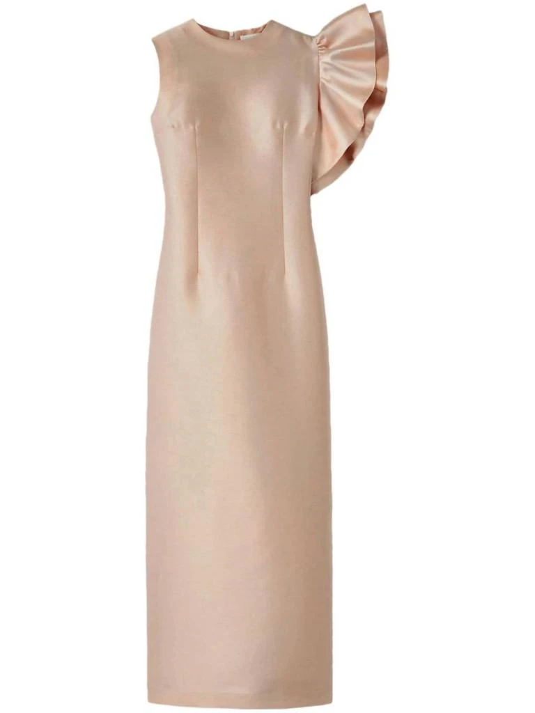 D'ESTRËE Franz Ruffle Detailing Midi Dress In Nude 3