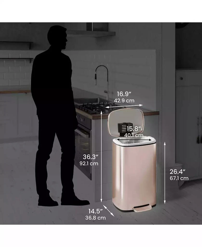 iTouchless 13.2 Gallon SoftStep Stainless Steel Step Trash Can with AbsorbX Odor Filter and Removable Inner Bucket 6