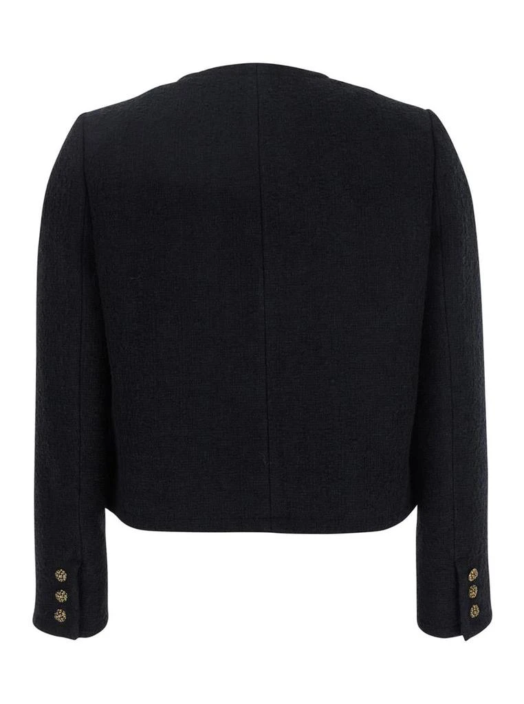 Ba&Sh 'Meredith' Black Crop Jacket With Round Neck And Metal Buttons In Cotton And Wool Blend Woman 2