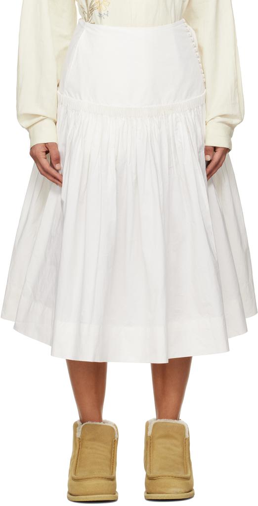 Story mfg. White Cardamine Midi Skirt