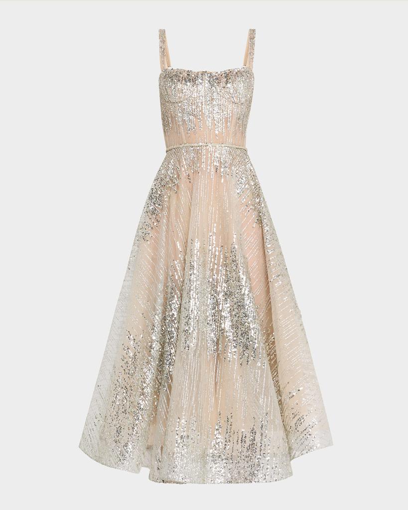 BRONX AND BANCO Mademoiselle Sleeveless Sequin Midi Dress