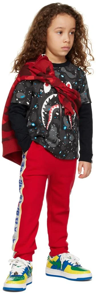 Bape Kids Black Space Camo Shark Long Sleeve T-Shirt 4