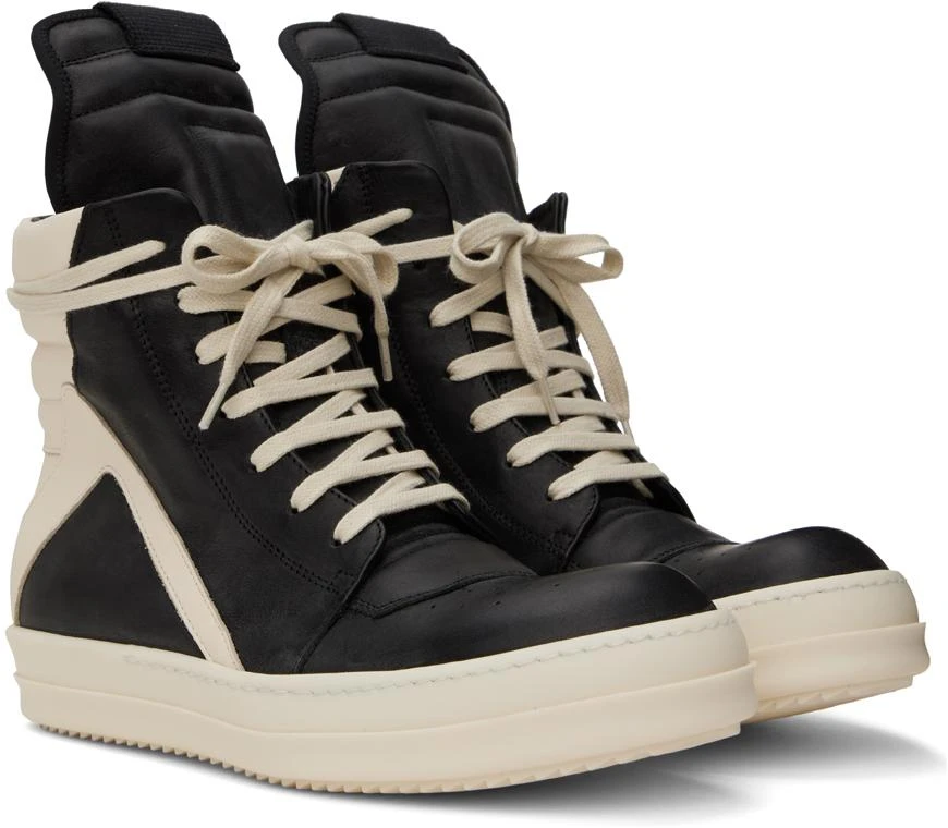 Rick Owens Black & Off-White Geobasket Sneakers 4