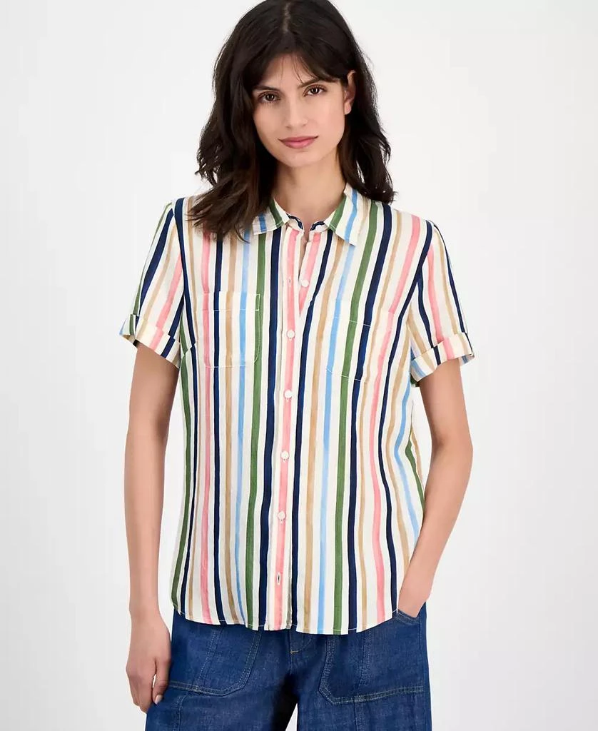 Nautica Jeans Women's Striped Short-Sleeve Camp Shirt 1