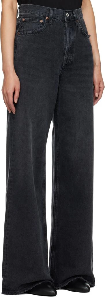 AGOLDE Black Dame High Rise Wide Leg No Cuff Jeans 2