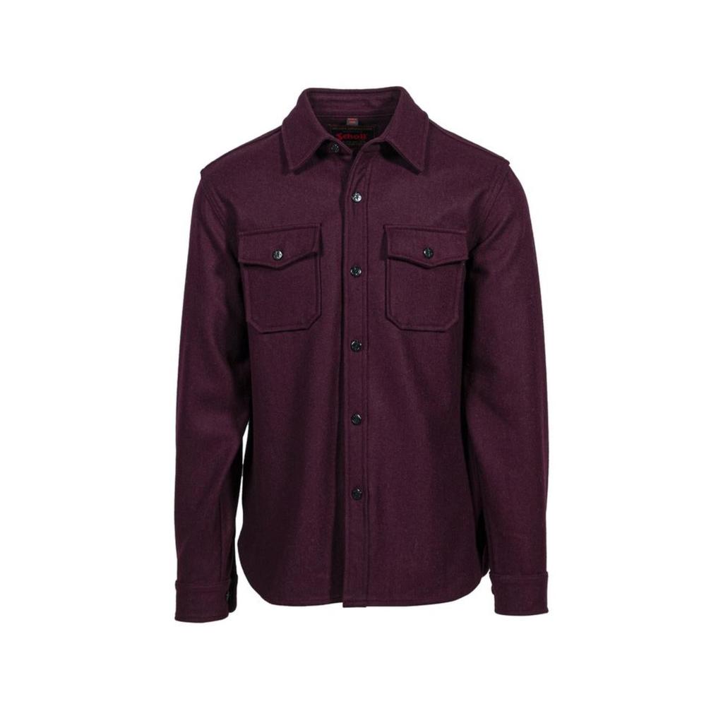 Schott Men's Cpo Wool Shirt In Eggplant