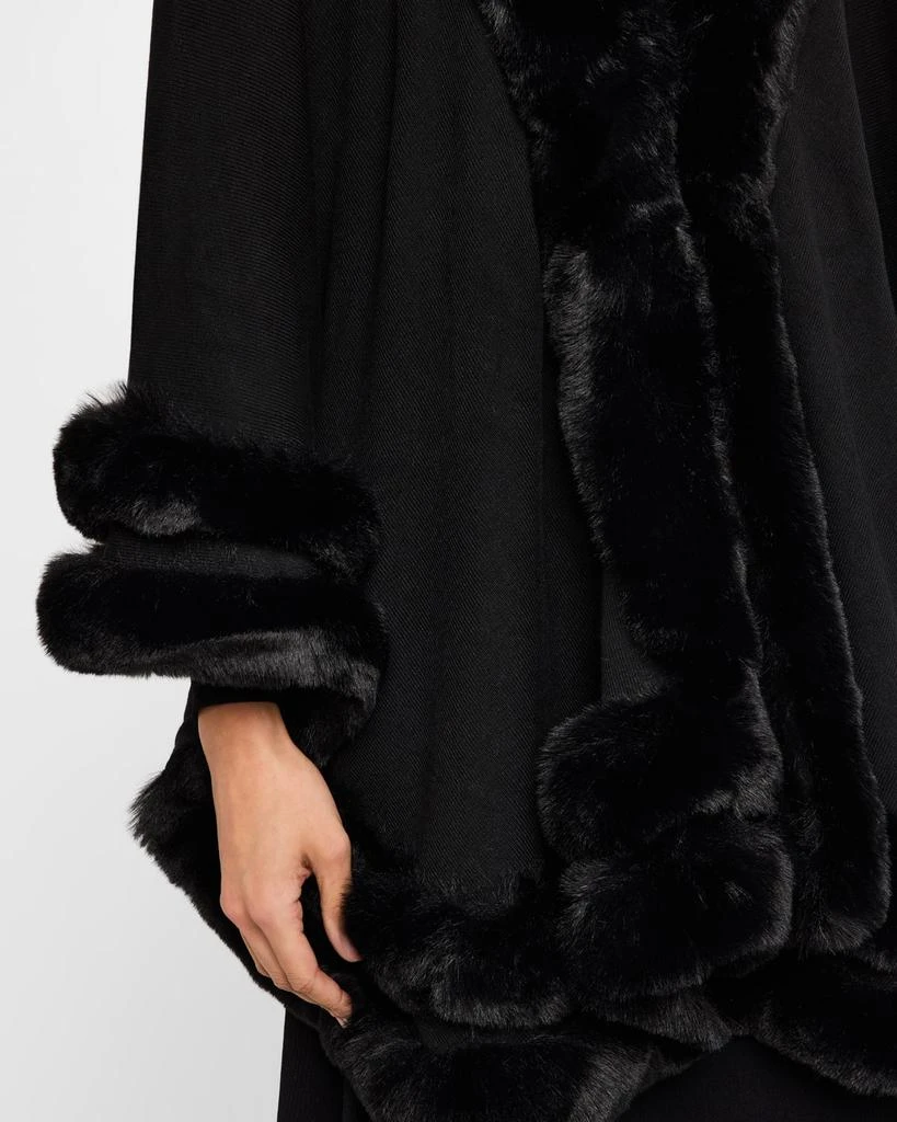 La Fiorentina Ruana Shawl W/ Faux Fur Trim 5