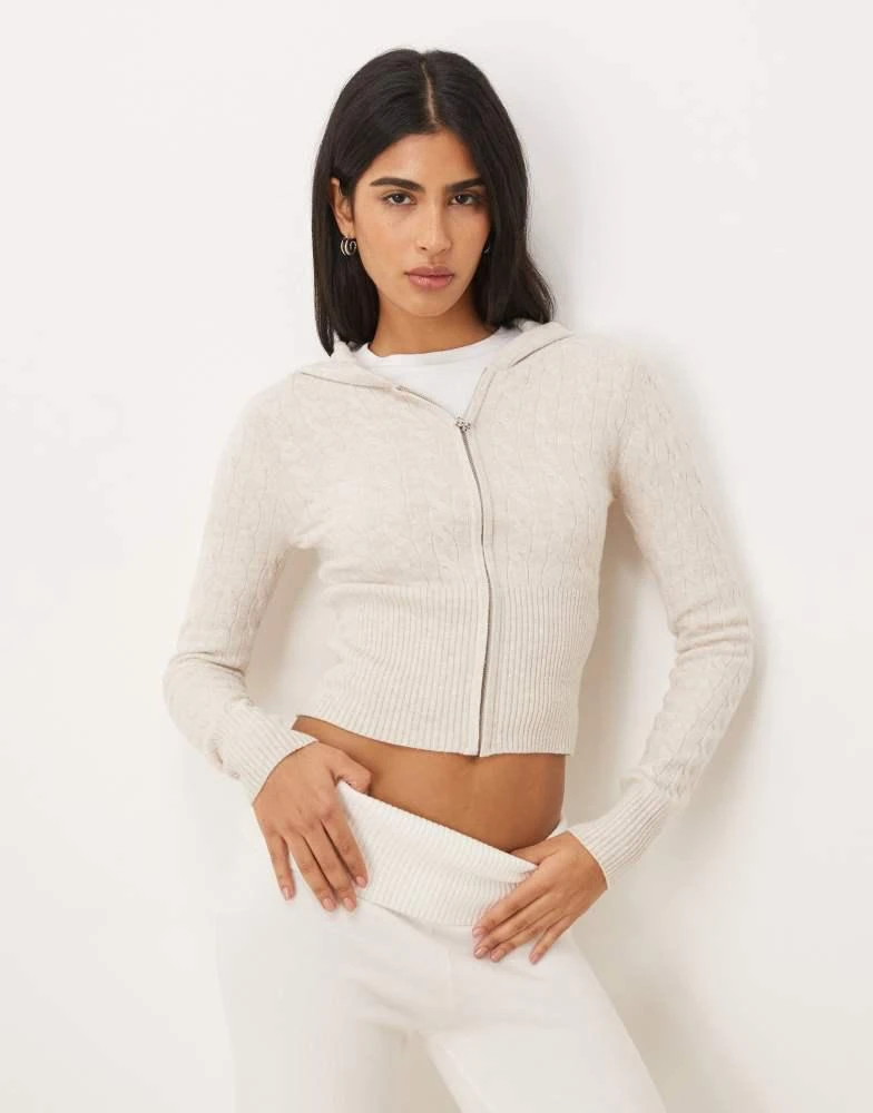 HOLLISTER Gilly Hicks lightweight cable knit zip sweater mix 
match in cream