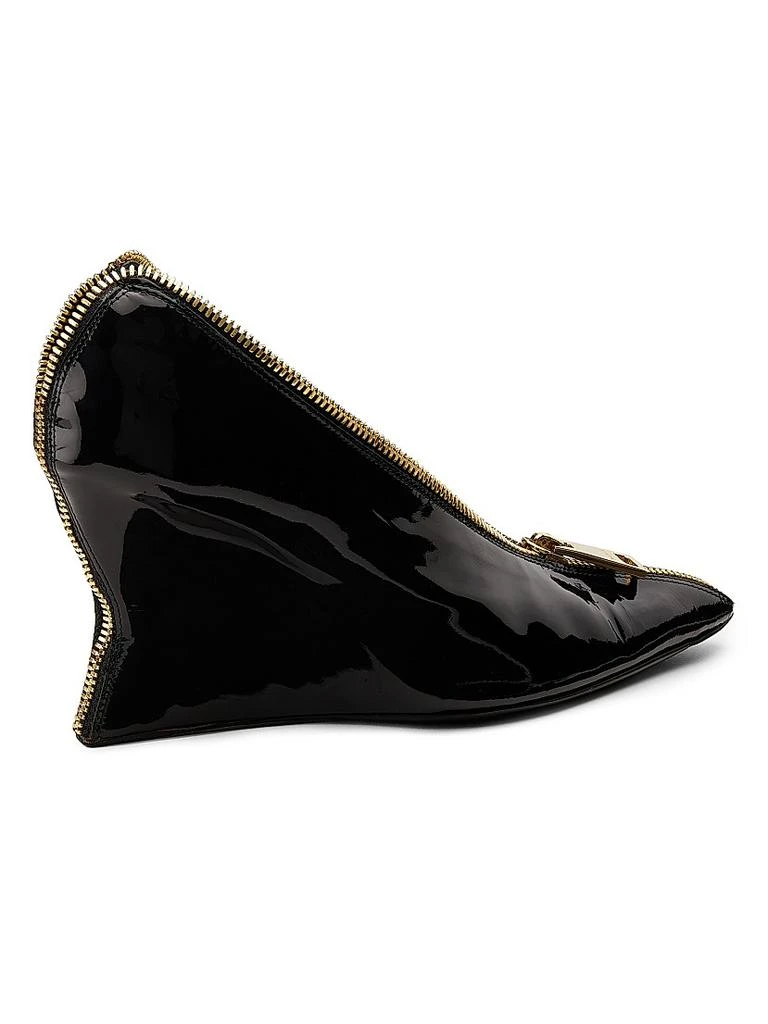 Balmain 95MM Patent Leather Zip Wedge Pumps 3