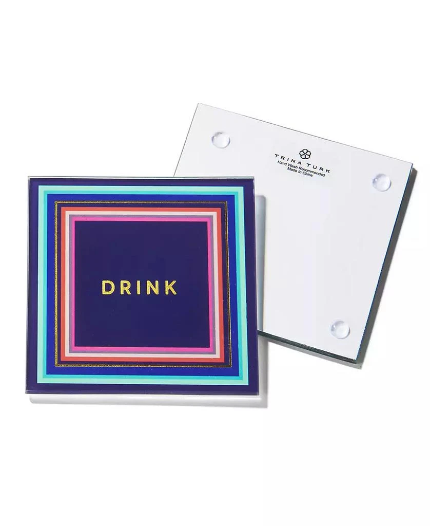 Trina Turk 4" D Cheers to You Glass Coaster Set, 4 Piece 3