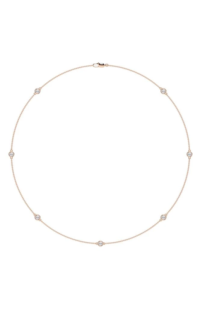 Badgley Mischka 14K Gold Round Cut Lab-Created Diamond Station Chain Necklace - 1.4ct 5