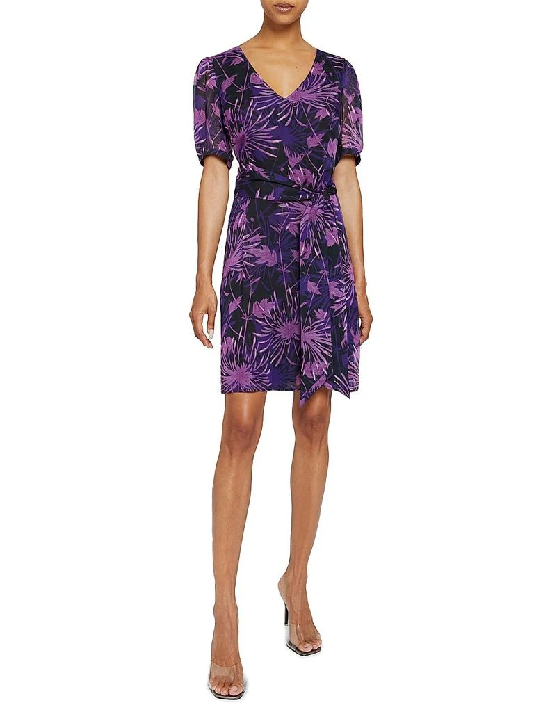 Santorelli Floral Crinkle Georgette Minidress 2