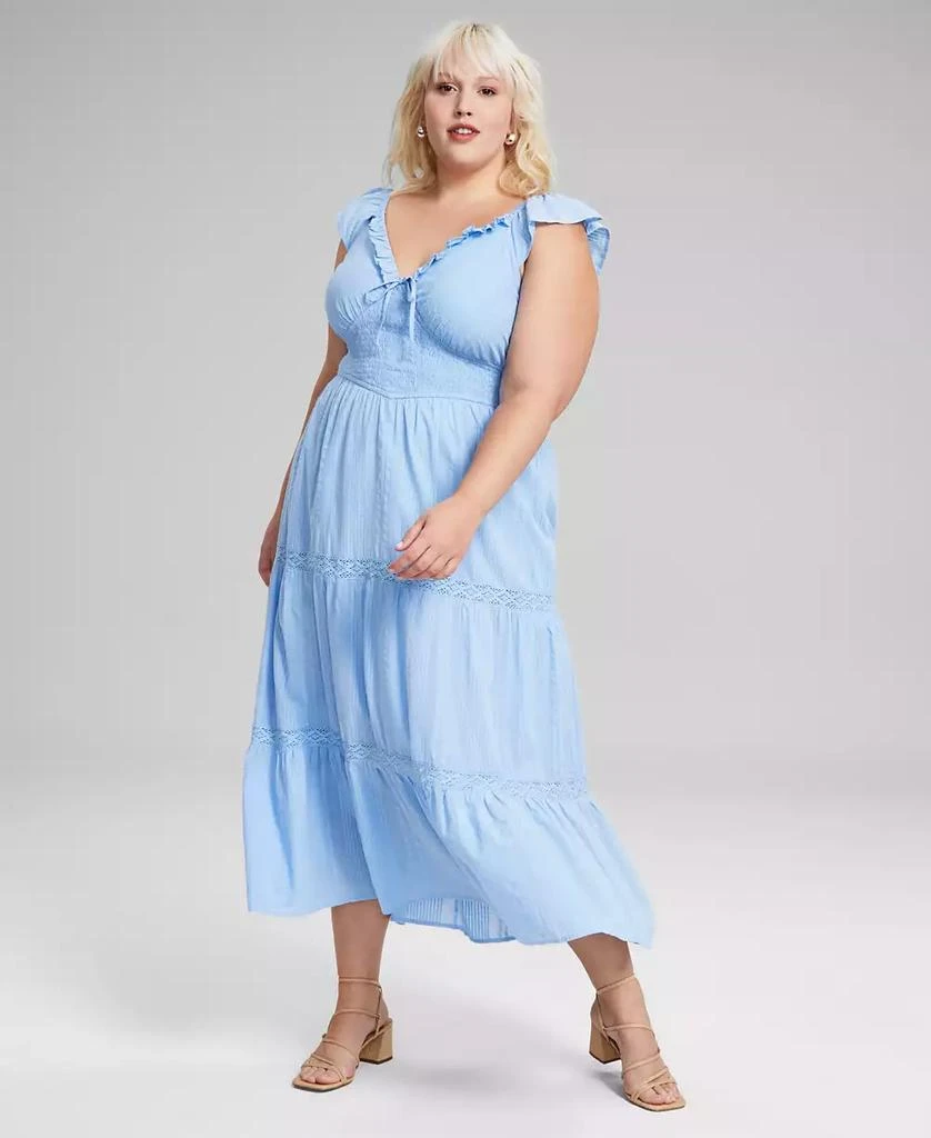 And Now This Trendy Plus Cotton Ruffle-Trim Tiered Maxi Dress, Created for Macy's 1
