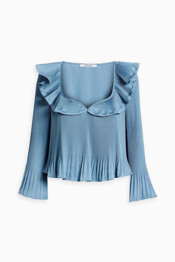 Derek Lam Charis ruffled plissé satin-crepe top