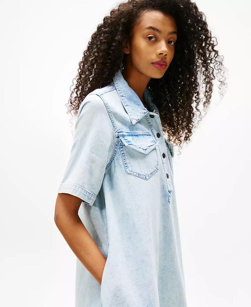 Tommy Jeans Women's Cotton A-Line Faded Denim Dress