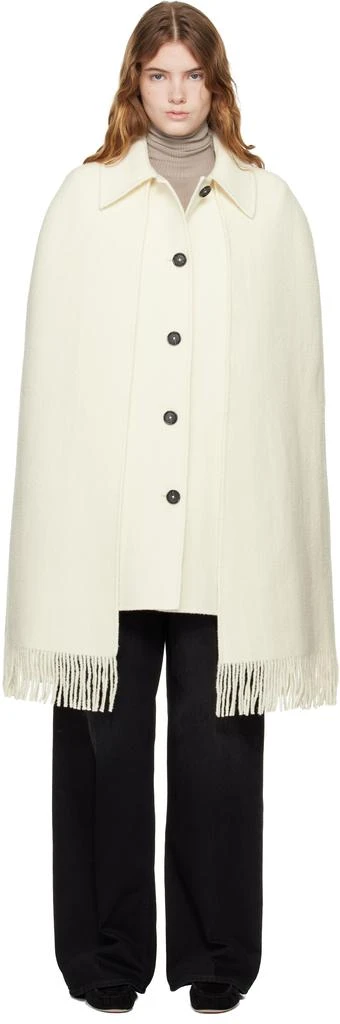 Totême Off-White Fringe Cape Coat